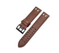 HUTBUVEAW Echtes Lederarmband for Hamilton Khaki Aviation Field Navy H70595593 H77616533 Herrenuhr, 20-22 mm(Brown black,22mm)