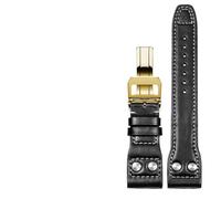 HUTBUVEAW Echtes Lederarmband for IWC Big Pilot Mark 18 Portuguese Schaffhausen Willow Nail Strap 20mm 21mm 22mm Uhrenarmband(Black gold lasp,22mm)
