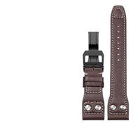 HUTBUVEAW Echtes Lederarmband for IWC Big Pilot Mark 18 Portuguese Schaffhausen Willow Nail Strap 20mm 21mm 22mm Uhrenarmband(Brown black clasp,22mm)