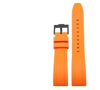 HUTBUVEAW Fluorkautschuk-Uhrenarmband for Rolex und Tudor, schwarz/grün, 20 mm/22 mm, Sportarmband mit Schnellverschluss-Federsteg(Orange black clasp,22mm)