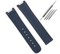 HUTBUVEAW For Omega AT150 Seamaster 300 AQUA TERRA Taucheruhrenarmband aus Kautschuk, schwarz-blau, Silikonarmband, 20 mm, mit Faltschließe(Blue no clasp)