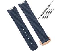 HUTBUVEAW For Omega AT150 Seamaster 300 AQUA TERRA Taucheruhrenarmband aus Kautschuk, schwarz-blau, Silikonarmband, 20 mm, mit Faltschließe(Blue RG clasp)