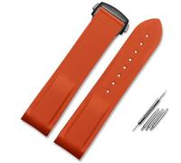 HUTBUVEAW For Omega Seamaster 300 Speedmaster Armband Marke Uhrenarmband Blau Schwarz Orange 20mm 22mm Gebogenes Ende Gummi Silikon Uhrenarmbänder(Orange black,20mm)