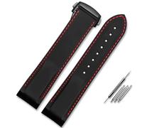 HUTBUVEAW For Omega Seamaster 300 Speedmaster Armband Marke Uhrenarmband Blau Schwarz Orange 20mm 22mm Gebogenes Ende Gummi Silikon Uhrenarmbänder(Black red black,22mm)