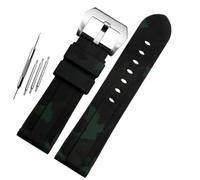HUTBUVEAW For Panerai Diesel Uhrenarmband 22 mm 24 mm 26 mm Schwarz Blau Camouflage Grün Uhrenarmband Wasserdichtes Silikonarmband mit Stahlschließe(Cam green silver,24mm)
