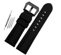 HUTBUVEAW For Panerai Diesel Uhrenarmband 22 mm 24 mm 26 mm Schwarz Blau Camouflage Grün Uhrenarmband Wasserdichtes Silikonarmband mit Stahlschließe(Black black calsp,26mm)