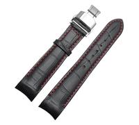 HUTBUVEAW Gebogenes Herren-Uhrenarmband for Citizen BL9002-37 05A BT0001-12E 01A, Echtleder, mit Faltschließe, 20, 21, 22 mm(BLACK WHITE,20mm)