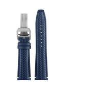 HUTBUVEAW Gewebtes Uhrenarmband aus Rindsleder for IWC IW344205, IW371614, IW500713, PORTUGIESER Portofino, blaues, weiches Lederarmband, 22 mm(Blue White)