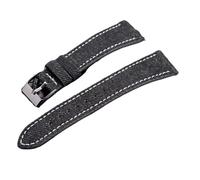 HUTBUVEAW Handgefertigtes Uhrenarmband aus Denim-Leder, 18 mm, 19 mm, 20 mm, 21 mm, 22 mm, Blau, Grün, Braun, weiches Armband mit Schnellverschluss(Black,20mm)