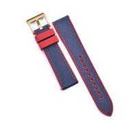 HUTBUVEAW Hybrid-Uhrenarmband aus FPM/FKM-Leder, wasserdichtes Tauch-Schnellverschluss-Uhrenarmband aus Fluorkautschuk, 20-mm-22-mm-Armbänder(Red-Blue 3,22mm)