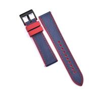 HUTBUVEAW Hybrid-Uhrenarmband aus FPM/FKM-Leder, wasserdichtes Tauch-Schnellverschluss-Uhrenarmband aus Fluorkautschuk, 20-mm-22-mm-Armbänder(Red-Blue 2,22mm)