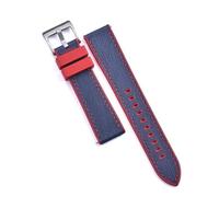 HUTBUVEAW Hybrid-Uhrenarmband aus FPM/FKM-Leder, wasserdichtes Tauch-Schnellverschluss-Uhrenarmband aus Fluorkautschuk, 20-mm-22-mm-Armbänder(Red-Blue 1,22mm)
