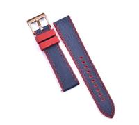 HUTBUVEAW Hybrid-Uhrenarmband aus FPM/FKM-Leder, wasserdichtes Tauch-Schnellverschluss-Uhrenarmband aus Fluorkautschuk, 20-mm-22-mm-Armbänder(Red-Blue 4,20mm)