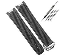 HUTBUVEAW Kautschuk-Uhrenarmband for Omega AT150, Seamaster 300 und Aqua Terra Taucheruhren, schwarz-blaues Silikonarmband, 20 mm(Black silver)