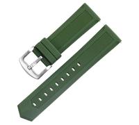 HUTBUVEAW Kautschuk-Uhrenarmband for Tag Heuer und Seiko, 18 mm, 20 mm, 22 mm, 24 mm, Schwarz, Blau, Orange, for alle Marken(Green silver clasp,26mm)