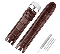 HUTBUVEAW Rindsleder-Uhrenarmband, 21 mm, for Swatch Yrs403 412 402G, gebogener konkav-konvexer Mund, Rindsleder-Herrenuhrenarmband, Schwarz/Braun(P1- Brown)