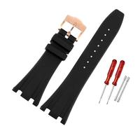 HUTBUVEAW Schwarzes, weiches Silikon-Uhrenarmband aus Gummi for AP 15400, 26470 und 15703, 26 mm, 27 mm und 28 mm.(Black pin RG,28mm)