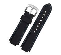 HUTBUVEAW Silikon-Uhrenarmband for Casio EDIFICE Serie 5634 EFS-S570YD/YDC/YDB, modifiziertes konvexes Uhrenarmband, schwarze Gummibänder(Black blue silver)