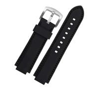 HUTBUVEAW Silikon-Uhrenarmband for Casio EDIFICE Serie 5634 EFS-S570YD/YDC/YDB, modifiziertes konvexes Uhrenarmband, schwarze Gummibänder(Black silver clasp)