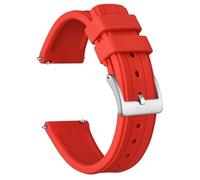 HUTBUVEAW Silikon-Uhrenarmband for Männer und Frauen, Sportuhrenarmband mit Schnellverschluss, mit Edelstahlschnalle, Größe 20 mm, 22 mm, 24 mm(Red (Silver),20mm)