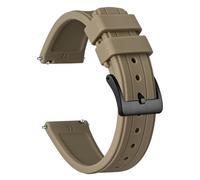 HUTBUVEAW Silikon-Uhrenarmband for Männer und Frauen, Sportuhrenarmband mit Schnellverschluss, mit Edelstahlschnalle, Größe 20 mm, 22 mm, 24 mm(Sand Yellow (Black),22mm)