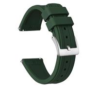 HUTBUVEAW Silikon-Uhrenarmband for Männer und Frauen, Sportuhrenarmband mit Schnellverschluss, mit Edelstahlschnalle, Größe 20 mm, 22 mm, 24 mm(Green (Silver),20mm)