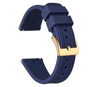 HUTBUVEAW Silikon-Uhrenarmband for Männer und Frauen, Sportuhrenarmband mit Schnellverschluss, mit Edelstahlschnalle, Größe 20 mm, 22 mm, 24 mm(Blue (Gold),22mm)