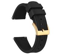 HUTBUVEAW Silikon-Uhrenarmband for Männer und Frauen, Sportuhrenarmband mit Schnellverschluss, mit Edelstahlschnalle, Größe 20 mm, 22 mm, 24 mm(Black (Gold),20mm)