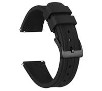 HUTBUVEAW Silikon-Uhrenarmband for Männer und Frauen, Sportuhrenarmband mit Schnellverschluss, mit Edelstahlschnalle, Größe 20 mm, 22 mm, 24 mm(Black (Black),22mm)