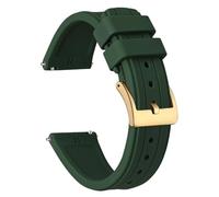 HUTBUVEAW Silikon-Uhrenarmband for Männer und Frauen, Sportuhrenarmband mit Schnellverschluss, mit Edelstahlschnalle, Größe 20 mm, 22 mm, 24 mm(Green (Gold),22mm)