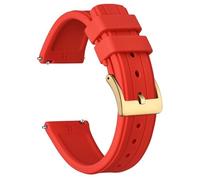 HUTBUVEAW Silikon-Uhrenarmband for Männer und Frauen, Sportuhrenarmband mit Schnellverschluss, mit Edelstahlschnalle, Größe 20 mm, 22 mm, 24 mm(Red (Gold),20mm)