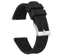 HUTBUVEAW Silikon-Uhrenarmband for Männer und Frauen, Sportuhrenarmband mit Schnellverschluss, mit Edelstahlschnalle, Größe 20 mm, 22 mm, 24 mm(Black (Silver),24mm)