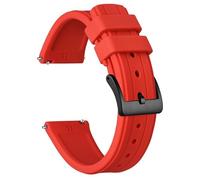 HUTBUVEAW Silikon-Uhrenarmband for Männer und Frauen, Sportuhrenarmband mit Schnellverschluss, mit Edelstahlschnalle, Größe 20 mm, 22 mm, 24 mm(Red (Black),20mm)