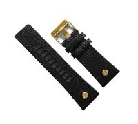 HUTBUVEAW Uhrenarmband for DIESEL DZ7313, DZ7333, DZ7311, DZ7371, Rindsleder mit goldener Niete, 22, 24, 26, 27, 28, 30 mm, Echtleder(Black gold clasp,34mm)