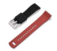 HUTBUVEAW Uhrenarmband, Schnellverschluss, Gummi-Silikon-Uhrenarmband, 20 mm, Uhrenarmband, Ersatzarmband(Black Red 1)