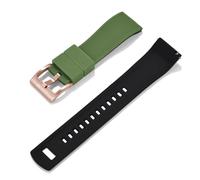 HUTBUVEAW Uhrenarmband, Schnellverschluss, Gummi-Silikon-Uhrenarmband, 20 mm, Uhrenarmband, Ersatzarmband(Green Black 4)