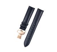 HUTBUVEAW Weiches Lederarmband mit Litschi-Muster for C-Artier, Omega, Casio und Fossile, orange und grün, 18, 19, 20 und 22 mm, Uhrenarmbänder und Zubehör(Blue-rose,14mm)