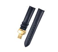 HUTBUVEAW Weiches Lederarmband mit Litschi-Muster for C-Artier, Omega, Casio und Fossile, orange und grün, 18, 19, 20 und 22 mm, Uhrenarmbänder und Zubehör(Blue-gold,22mm)