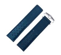 HUTBUVEAW Wildleder-Uhrenarmband for TAG Heuer MONACO Uhren, Schwarz, Braun, Blau, 20 mm, 22 mm, 24 mm, Rindsleder(Blue silver clasp,20mm)
