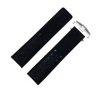 HUTBUVEAW Wildleder-Uhrenarmband for TAG Heuer MONACO Uhren, Schwarz, Braun, Blau, 20 mm, 22 mm, 24 mm, Rindsleder(Black silver clasp,20mm)