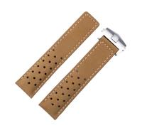 HUTBUVEAW Wildleder-Uhrenarmband for TAG Heuer MONACO Uhren, Schwarz, Braun, Blau, 20 mm, 22 mm, 24 mm, Rindsleder(Light brown silver,22mm)