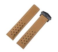 HUTBUVEAW Wildleder-Uhrenarmband for TAG Heuer MONACO Uhren, Schwarz, Braun, Blau, 20 mm, 22 mm, 24 mm, Rindsleder(Light brown black,24mm)