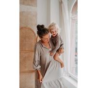 Hutch&Putch Musselin Kleid - Maxikleid - Sommerkleid - 100% Bio-Baumwolle - Rüschen Kragen - elastischer Bund - trendige Volants Stein