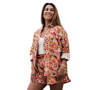 Hutch&Putch Musselin Oversize Bluse - Klassische Bluse - Langarmbluse aus 100% Bio-Baumwolle Flowerful M