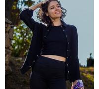 Hutch&Putch Musselin Oversize Bluse - Klassische Bluse - Langarmbluse aus 100% Bio-Baumwolle Schwarz S