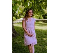 Hutch&Putch Musselin Sommerkleid - mit gerüschten Ärmeln - 100% Bio-Baumwolle - Volantkleid - kurzes Kleid - weich und atmungsaktiv Mauve XL