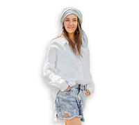 Hutch&Putch Musselin Oversize Bluse - Klassische Bluse - Langarmbluse aus 100% Bio-Baumwolle Off-white M