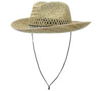 Hutshopping Santiago Western Hut Damen/Herren - Cowboyhut aus 100% Stroh - Strohhut hergestellt in Italien - Sonnenhut in XL 61 cm - Westernhut mit Kinnband