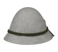 Klassischer Schinderhannes Trachtenhut - Almhut aus Wollfilz - Jadgdhut mit Kordelgarnitur - Hirtenhut mit Ripsfutterband - Filzhut Sommer/Winter - Herrenhut grau 60 cm