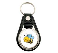 Huuraa Anhänger Biene Comic Geschenk Metall mit Kunstleder Einkaufswagenlöser Biene Präsent